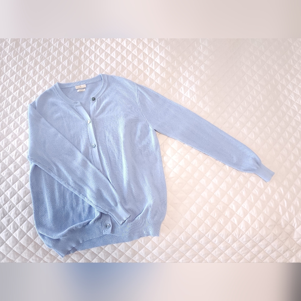Munrospun Baby Blue Cardigan | XL | 100% Cotton | medium weight